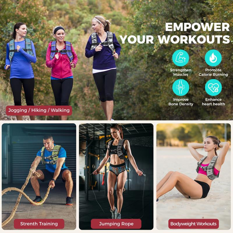 【Jumpstartsale】Bagail Weighted Vest, 5Lbs/8Lbs/10Lbs/12Lbs/15Lbs/20Lbs/25Lbs/30Lbs Weight Vest with Detachable Phone Pouch, Rucking Vest for Women, Men, Walking, Weight Loss, Training, Running
