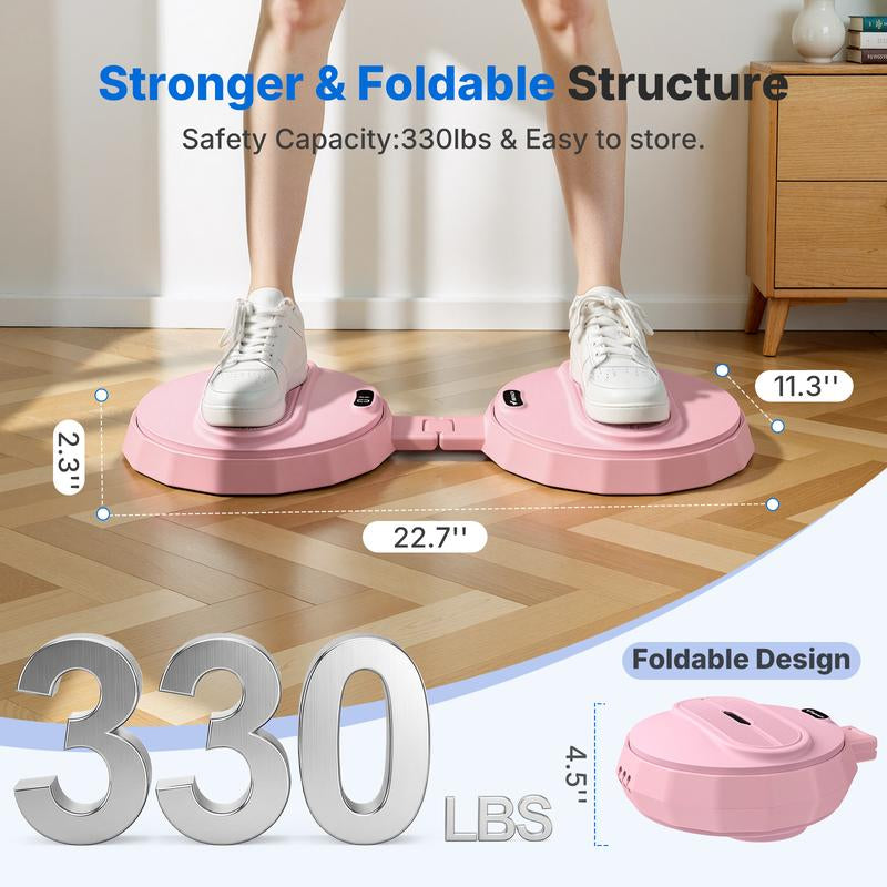 Merach Foldable Twist Board with Resistance Bands & Counter, Portable Waist Twister for Home Gym, 330 Lbs Capacity