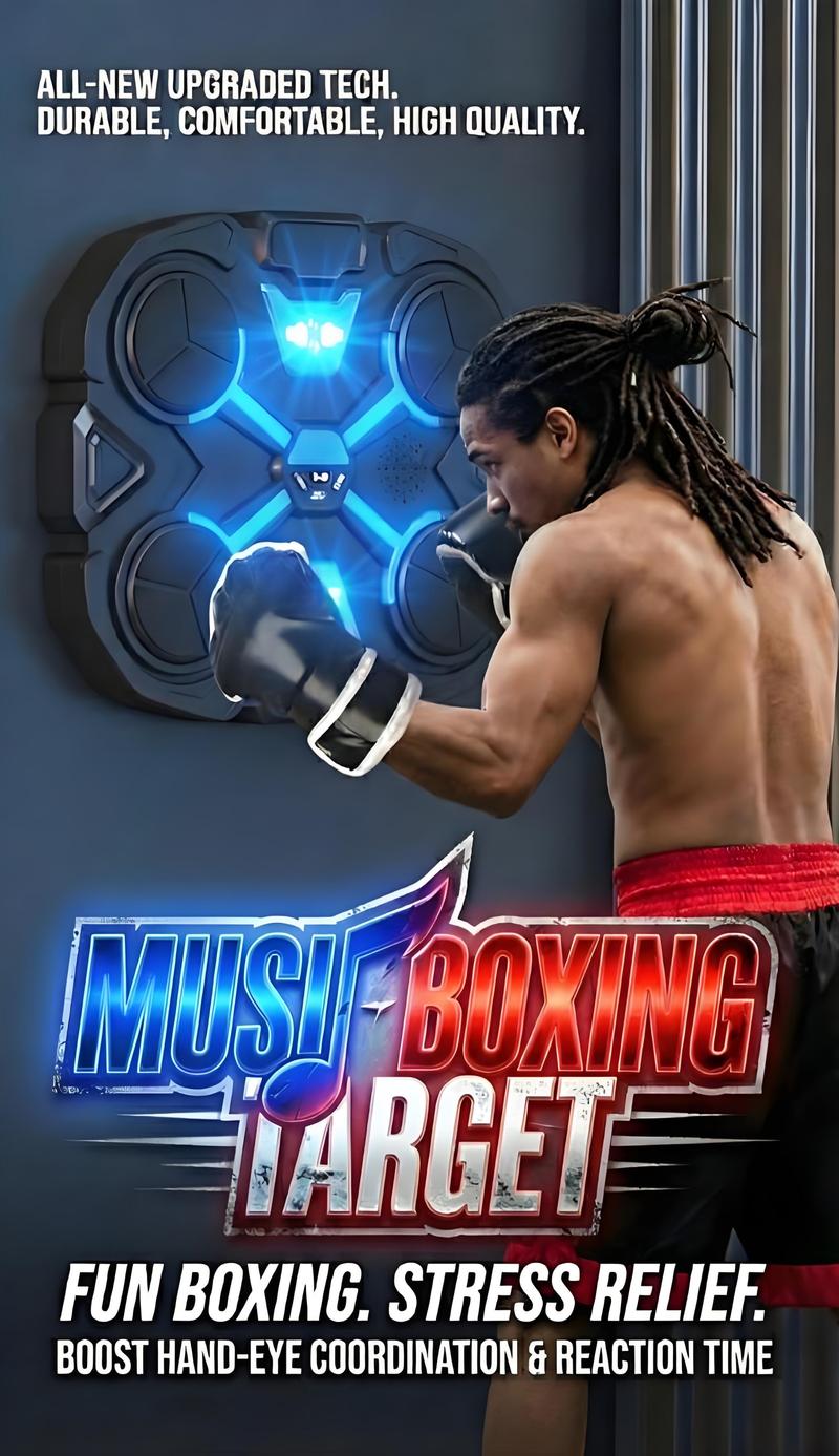 Music Boxing Target with Gloves & Adjustable Speeds