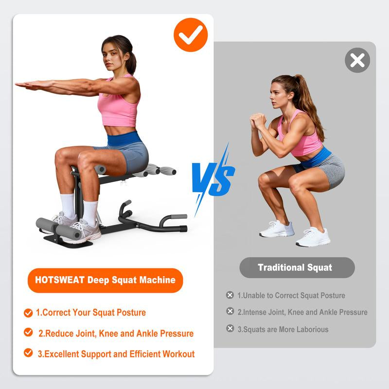 HOTWAVE LIVE Deep Squat Machine with Adjustable Resistance Bands for Glutes Leg Core & Ab Exercises Ideal for Home Gyms