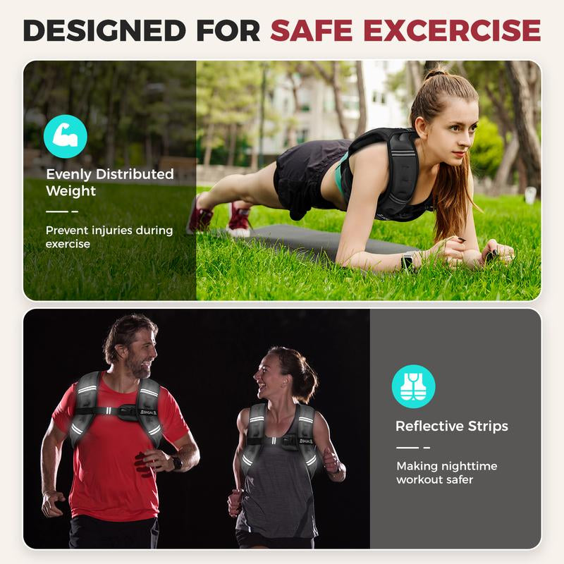 【Jumpstartsale】Bagail Weighted Vest, 5Lbs/8Lbs/10Lbs/12Lbs/15Lbs/20Lbs/25Lbs/30Lbs Weight Vest with Detachable Phone Pouch, Rucking Vest for Women, Men, Walking, Weight Loss, Training, Running