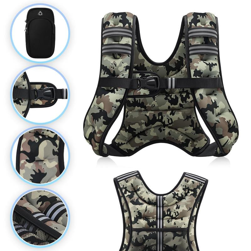 【Jumpstartsale】Zelus Weighted Vests,6/8/12/16/20/25/30Lbs Weight Vest with Detachable Phone Pouch&Reflective Stripes&Adjustable Straps| Exercise Equipment & Workout Enhancer for Motivational Walking, Strength Training, Running, Rucking