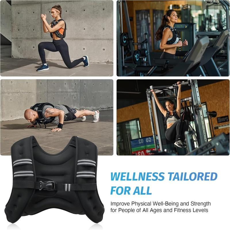 【Jumpstartsale】Zelus Weighted Vests,6/8/12/16/20/25/30Lbs Weight Vest with Detachable Phone Pouch&Reflective Stripes&Adjustable Straps| Exercise Equipment & Workout Enhancer for Motivational Walking, Strength Training, Running, Rucking