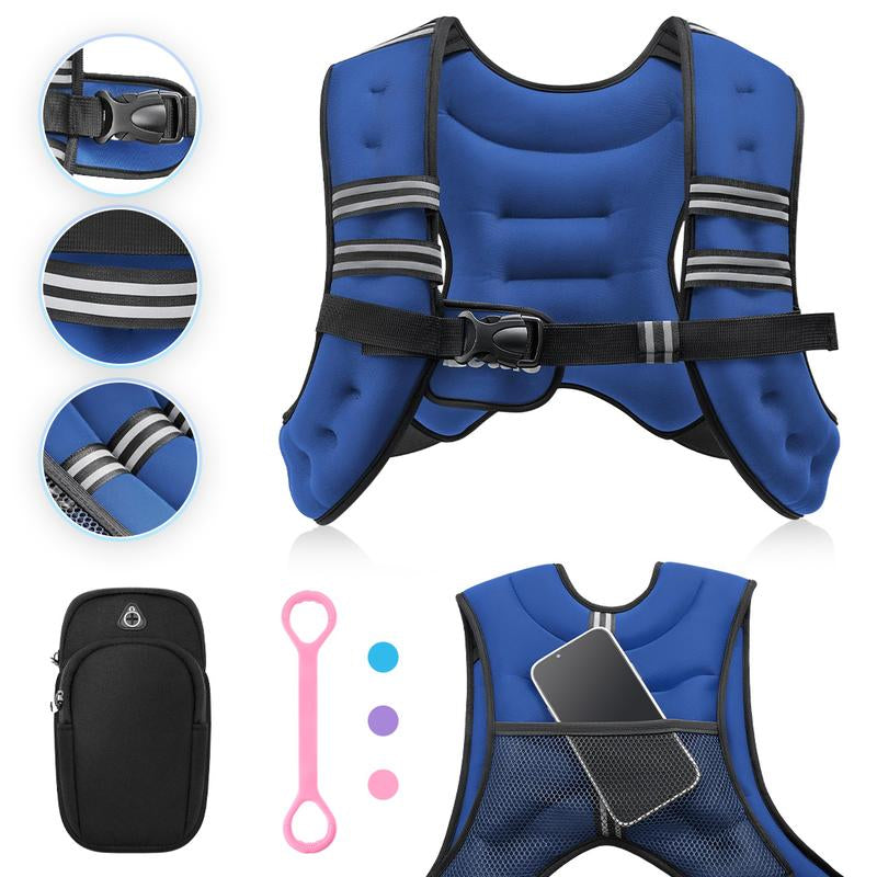 【Jumpstartsale】Zelus Weighted Vests,6/8/12/16/20/25/30Lbs Weight Vest with Detachable Phone Pouch&Reflective Stripes&Adjustable Straps| Exercise Equipment & Workout Enhancer for Motivational Walking, Strength Training, Running, Rucking
