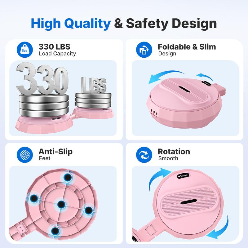 Merach Foldable Twist Board with Resistance Bands & Counter, Portable Waist Twister for Home Gym, 330 Lbs Capacity