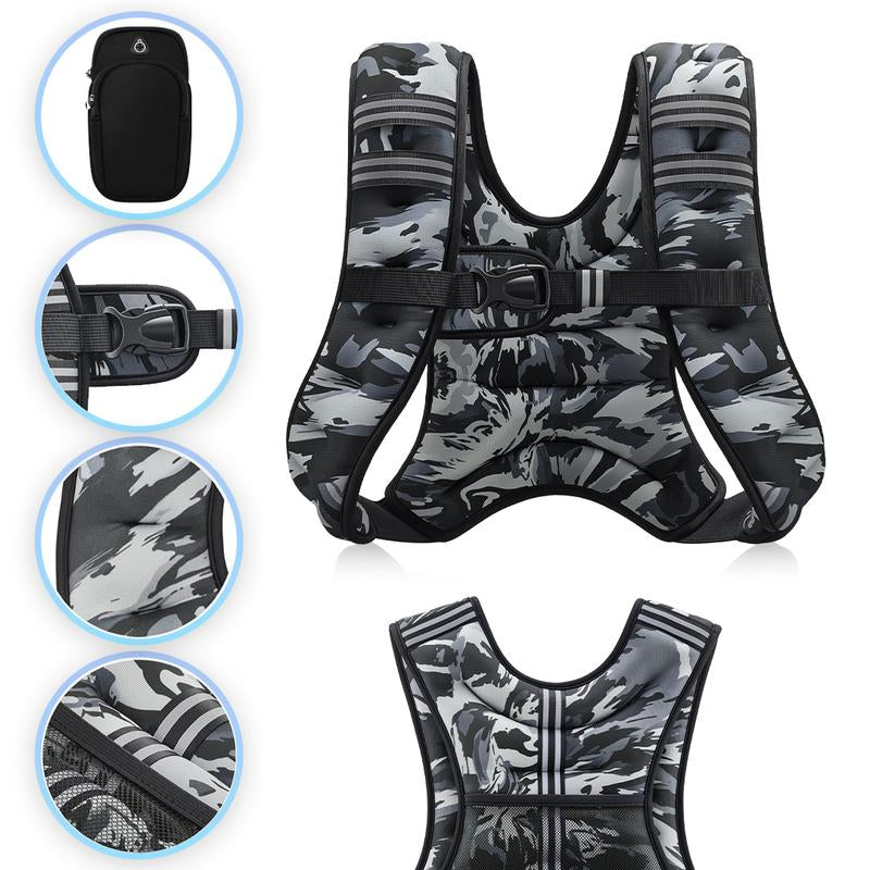 【Jumpstartsale】Zelus Weighted Vests,6/8/12/16/20/25/30Lbs Weight Vest with Detachable Phone Pouch&Reflective Stripes&Adjustable Straps| Exercise Equipment & Workout Enhancer for Motivational Walking, Strength Training, Running, Rucking