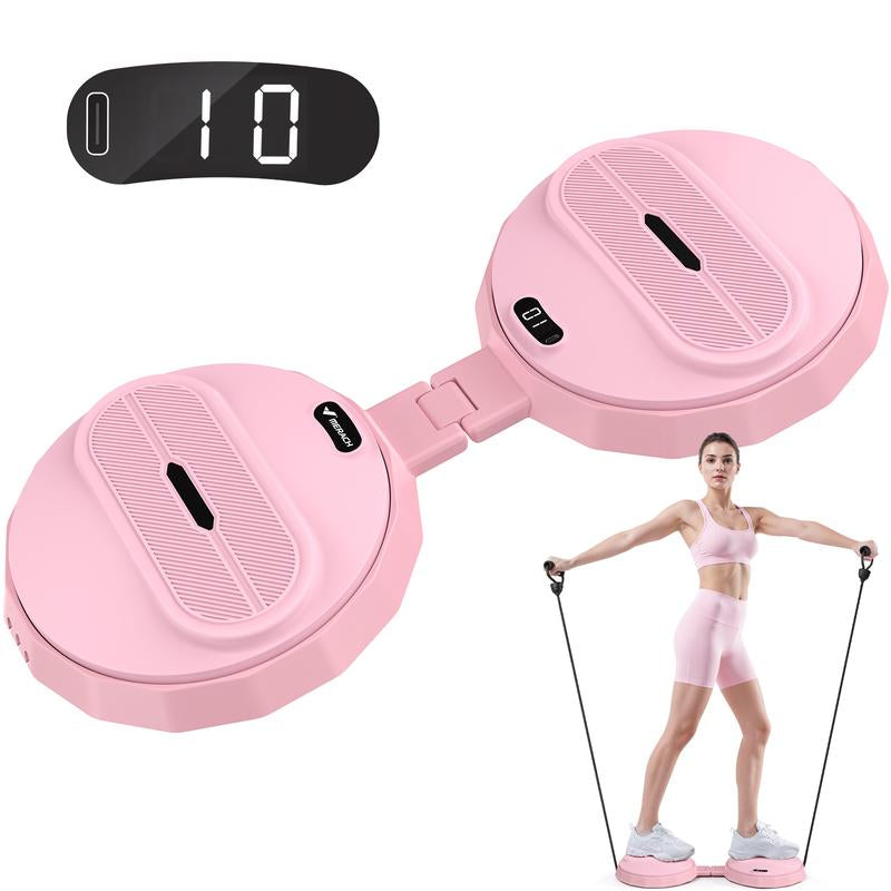 Merach Foldable Twist Board with Resistance Bands & Counter, Portable Waist Twister for Home Gym, 330 Lbs Capacity