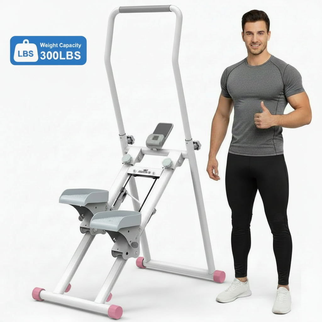 RELIFE SPORTS New Version Folding Stair Stepper 300LBS Capacity Adjustable Handlebar & Pedals Full-Body Vertical Climber Compact Home Gym Exercise Machine for Men & Women Gift for Fitness Enthusiasts