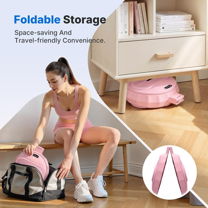 Merach Foldable Twist Board with Resistance Bands & Counter, Portable Waist Twister for Home Gym, 330 Lbs Capacity