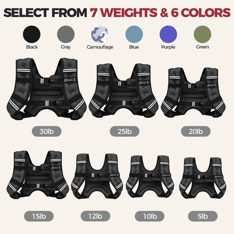 【Jumpstartsale】Bagail Weighted Vest, 5Lbs/8Lbs/10Lbs/12Lbs/15Lbs/20Lbs/25Lbs/30Lbs Weight Vest with Detachable Phone Pouch, Rucking Vest for Women, Men, Walking, Weight Loss, Training, Running