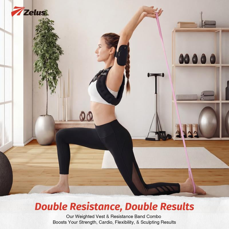 【Jumpstartsale】Zelus Weighted Vests,6/8/12/16/20/25/30Lbs Weight Vest with Detachable Phone Pouch&Reflective Stripes&Adjustable Straps| Exercise Equipment & Workout Enhancer for Motivational Walking, Strength Training, Running, Rucking