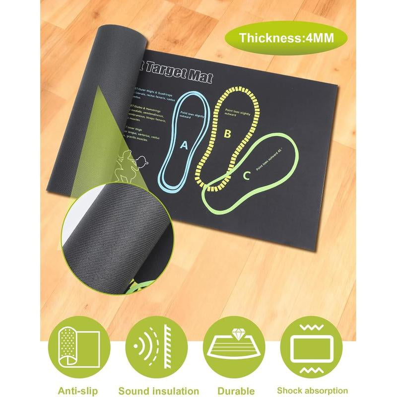 Squat Mat with Foot Position 30X13.8In 4Mm Thick Target Pad for Squats Leg & Ab Workouts Non-Slip Exercise Mat for Home Gym