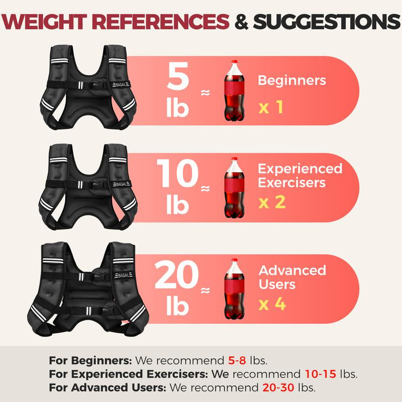 【Jumpstartsale】Bagail Weighted Vest, 5Lbs/8Lbs/10Lbs/12Lbs/15Lbs/20Lbs/25Lbs/30Lbs Weight Vest with Detachable Phone Pouch, Rucking Vest for Women, Men, Walking, Weight Loss, Training, Running