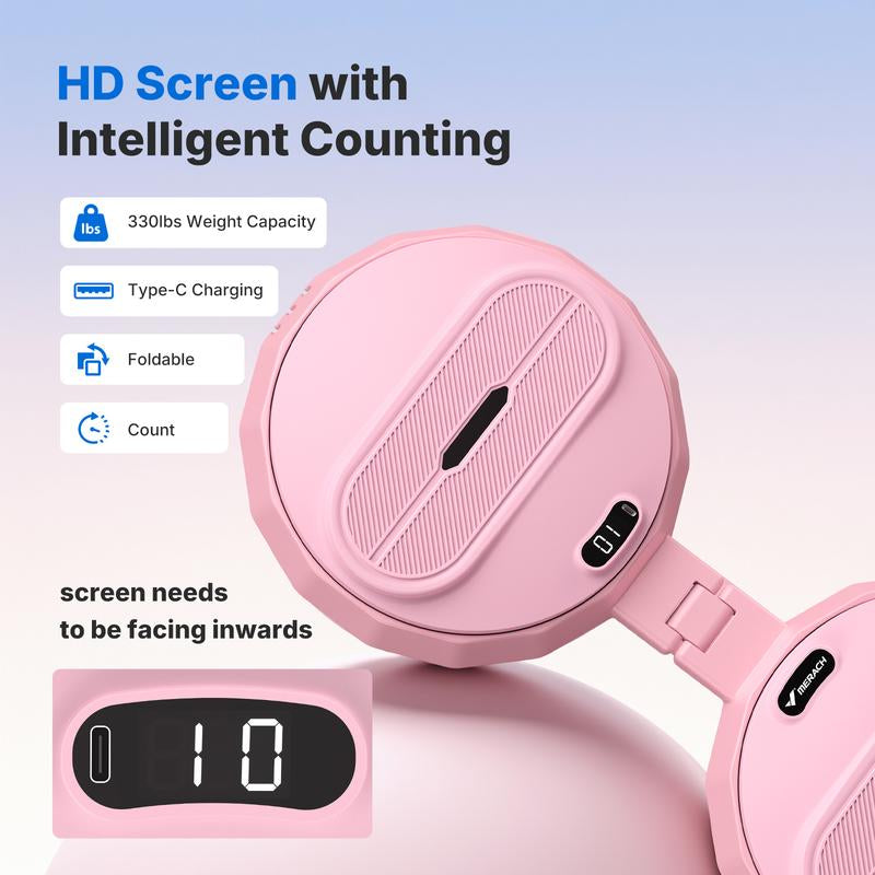 Merach Foldable Twist Board with Resistance Bands & Counter, Portable Waist Twister for Home Gym, 330 Lbs Capacity