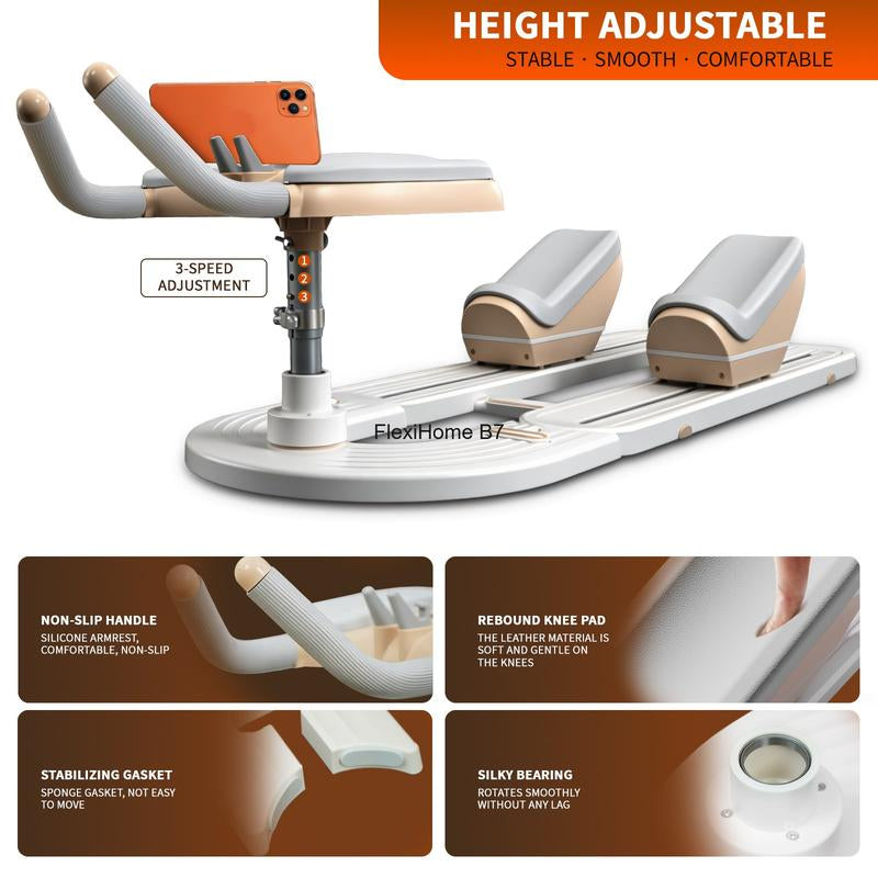 Flexihome Crawling Machine - Low-Impact Home Gym Equipment for Waist Toning, Leg Stretching & Core Activation - Ergonomic Back Protector for Pain-Free Workouts